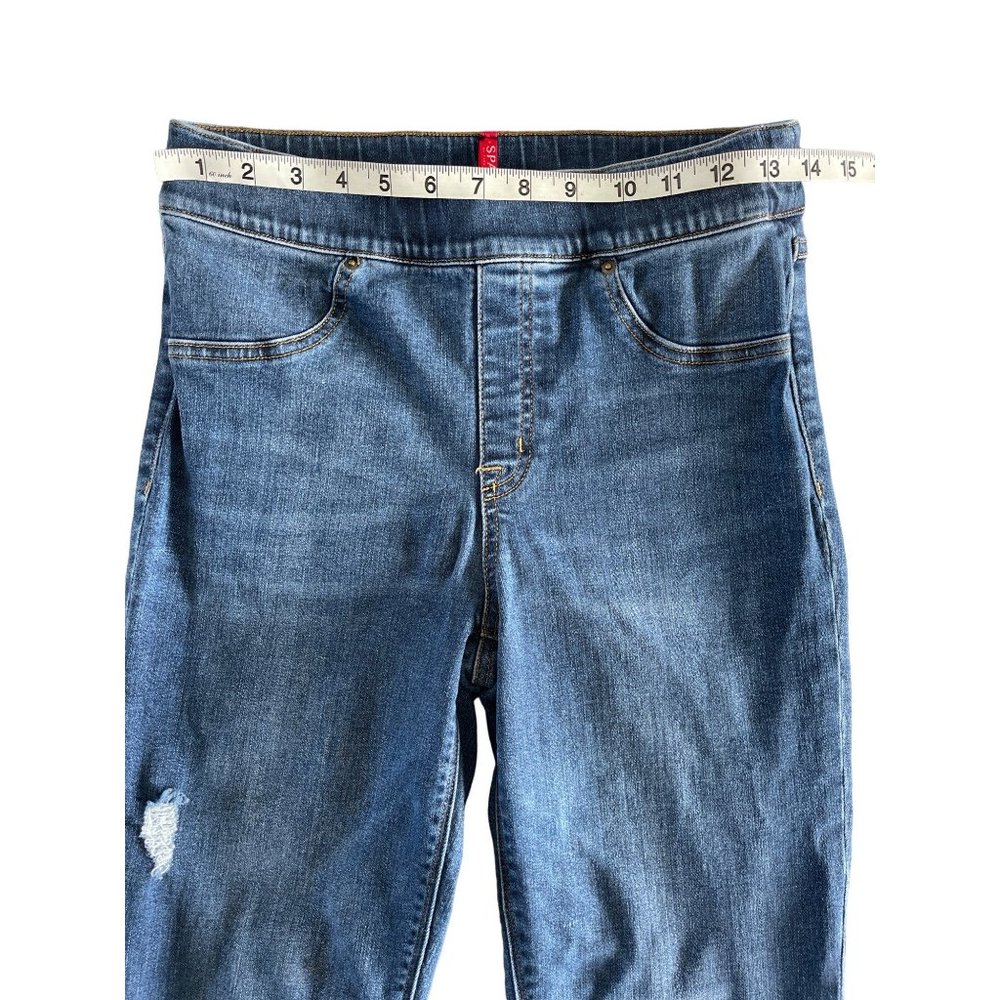 Spanx Distressed Ankle Skinny Jeans Medium Wash Pull On Size‎ M 20203R $98 - Picture 6 of 12